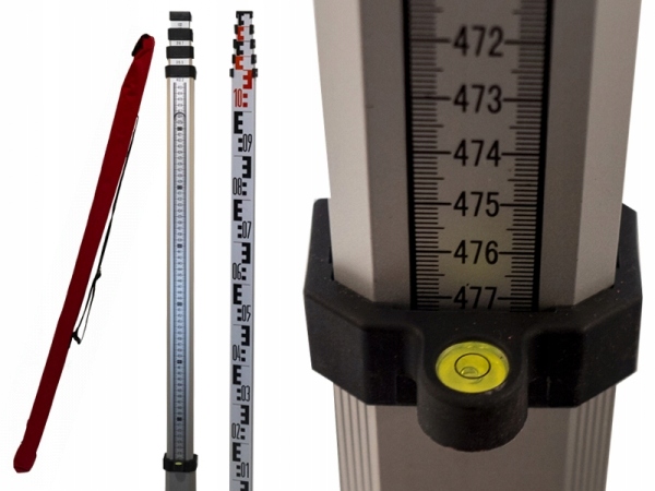 Teleskopická hliníková záplata 5 m, obrácená, nula mm pro měření výšky!