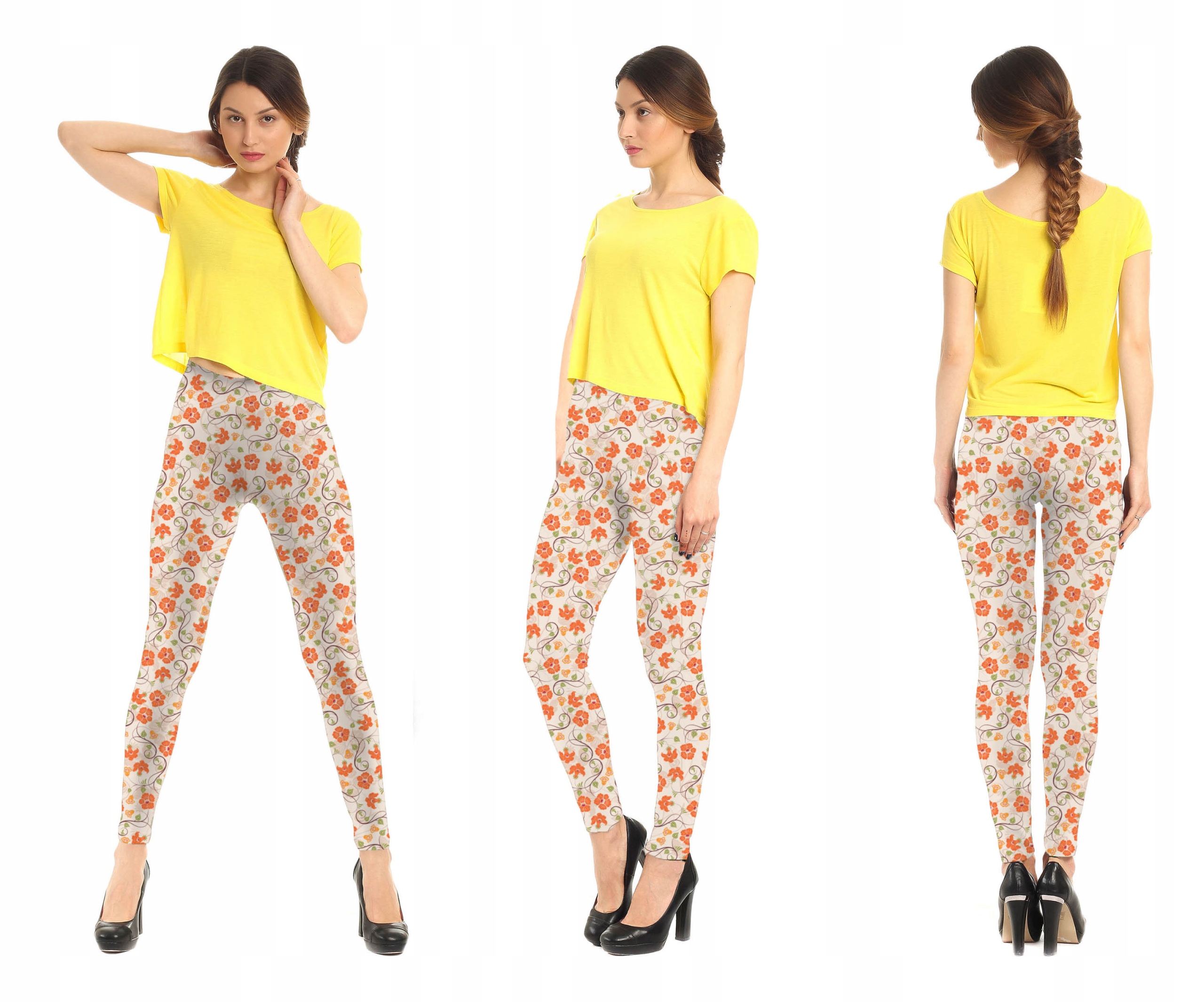

Legginsy Nadruk Fullprint Kolorowe Kwiaty Fit
