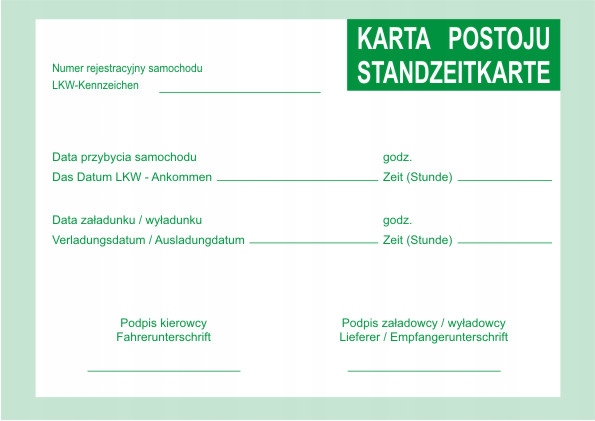 

Karta postoju /Standzeitkarte/Stopover Certificate