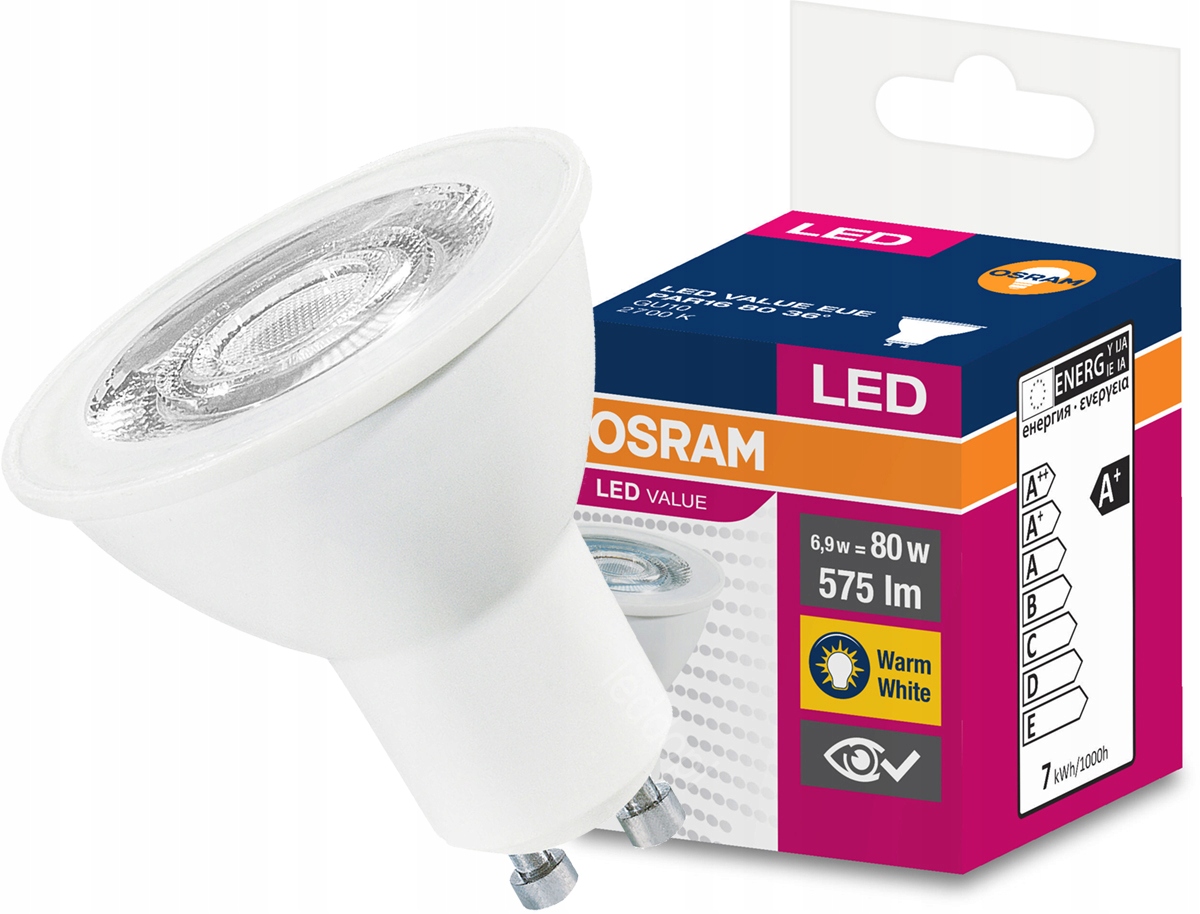 

Żarówka Led Halogen 6,9W 80W GU10 36s 2700K Osram