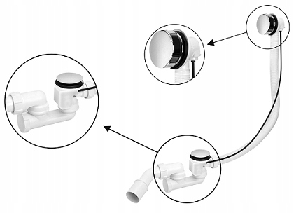 SYFON ODPŁYW-PRZELEWOWY WANNOWY AUTOMATYCZNY CHROM Marka McAlpine