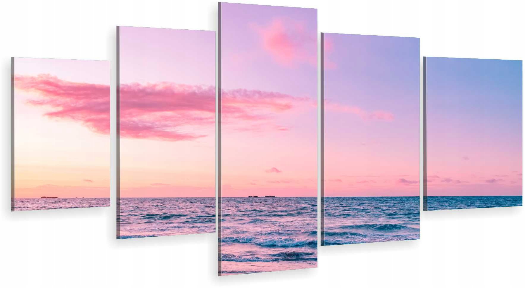 

Tryptyk 5-CZĘŚCI Na Ścianę Ocean Plaża Zachód