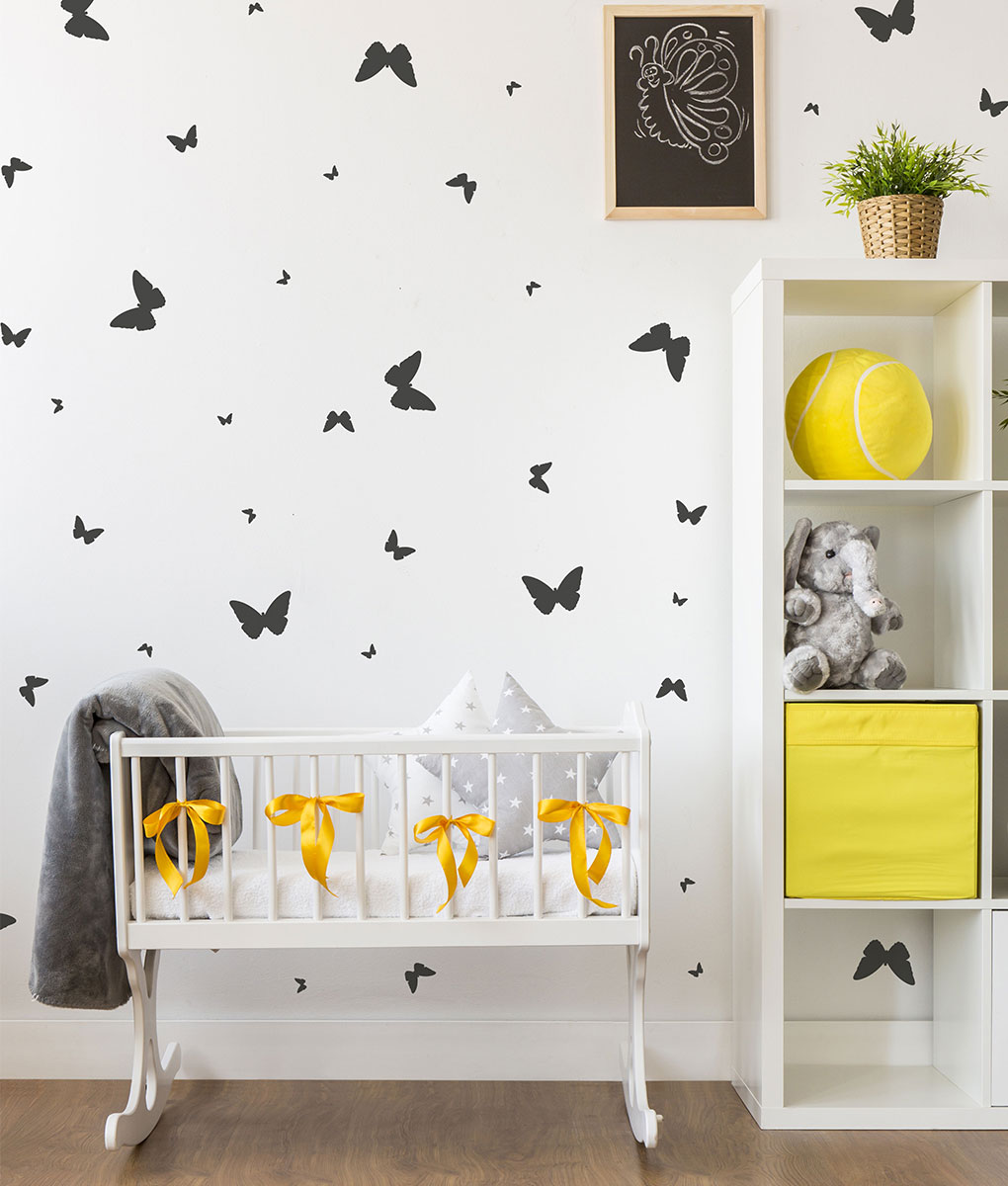 Naklejki na ścianę MOTYLKI - 56szt - miętowy Długość 30 cm