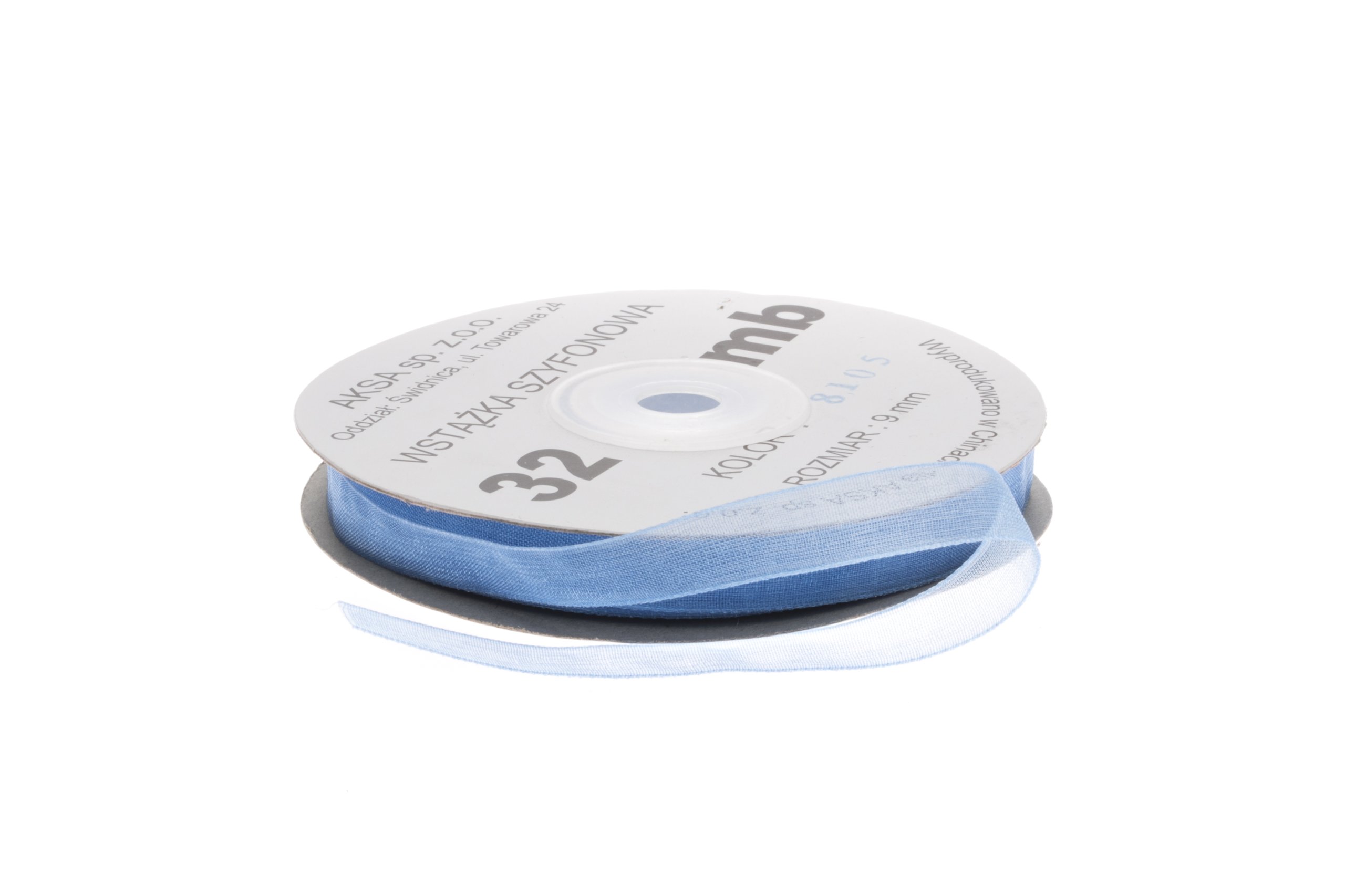 

Tasiemka Szyfonowa Jasna Niebieska Wstążka 9mm 105