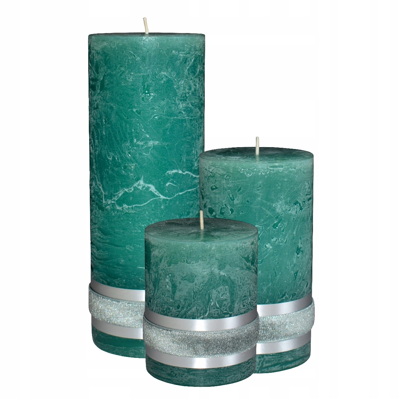 

Zestaw Świec Świeczek Dekoracyjne Ozdobne zielone
