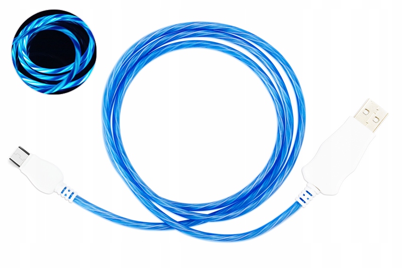 

Świecący Kabel Szybkie Ładowanie microUSB Mikro
