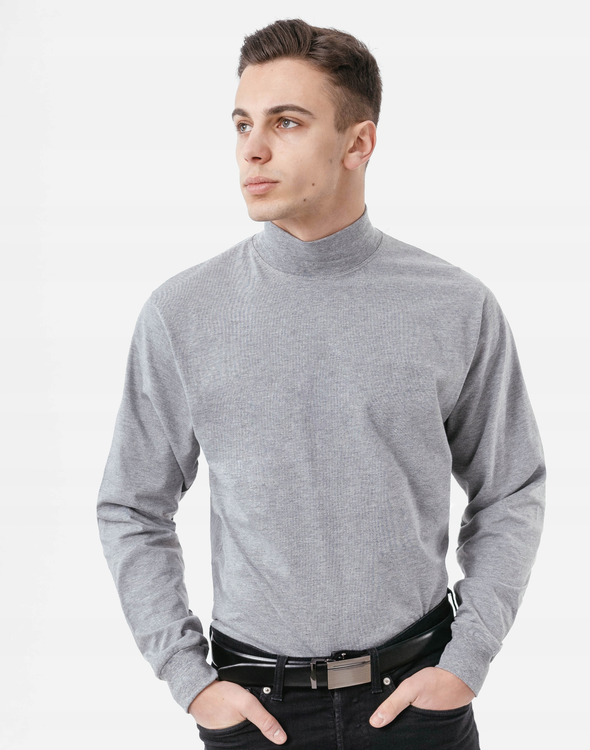 Półgolf męski cienki sweter golf ADAM r L mel/jasn Materiał dominujący bawełna