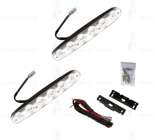 SWIATŁA DO JAZDY DZIENNEJ DRL 6 LED DROGOWE 12V Kształt podłużny