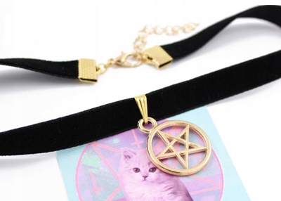 

choker Pentagram czarny dusik naszyjnik obroża