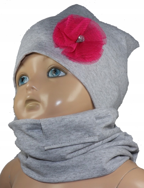 

Czapka i Komin Komplet Dziewczynka Bawełna 42-52