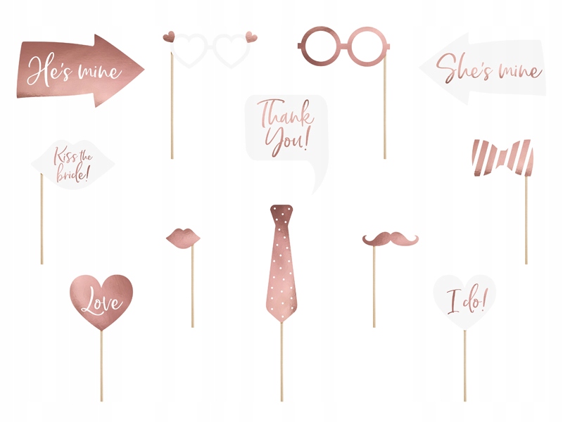 

Gadżety Do Zdjęć Rose Gold Fotobudka Ślub Wesele
