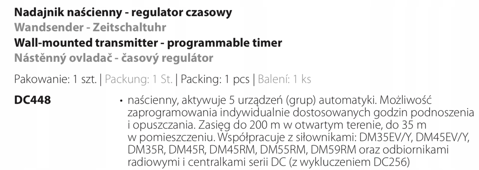 Pilot Naścienny Aluprof DC448 Regulator Czasowy Marka Aluprof