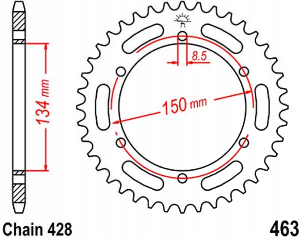 Zadní ozubené kolo Jt R463 46-50Z Kawasaki Kmx 125 B