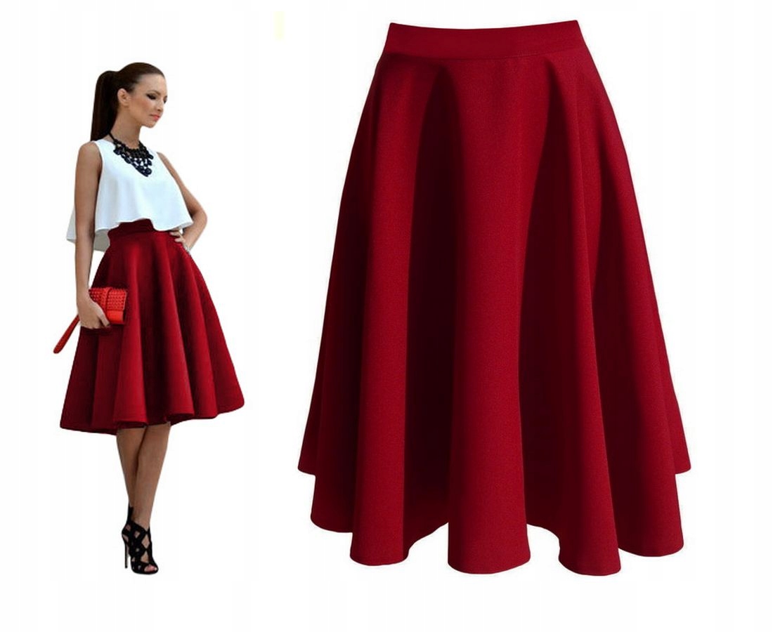SPÓDNICA BORDOWA z KOŁA MIDI ROZKLOSZOWANA 40 L