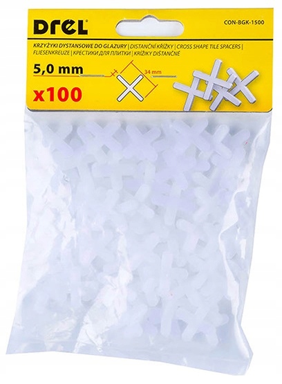 

Krzyżyki Dystansowe Do Płytek Glazury 5.0mm 100szt