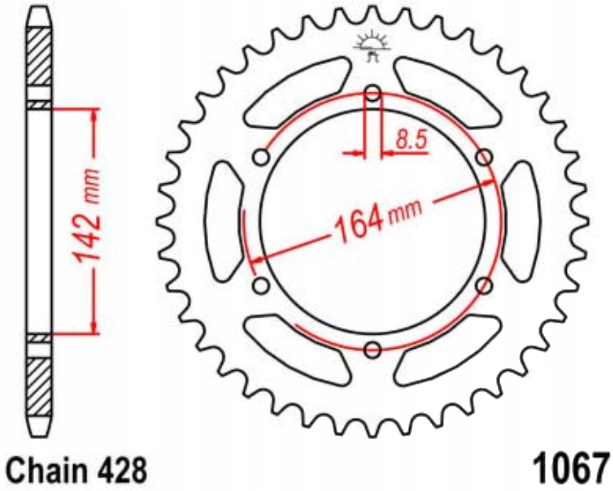 Zadní ozubení 428 Jtr 52 zubů Hyosung Gt 125 Naked Nová