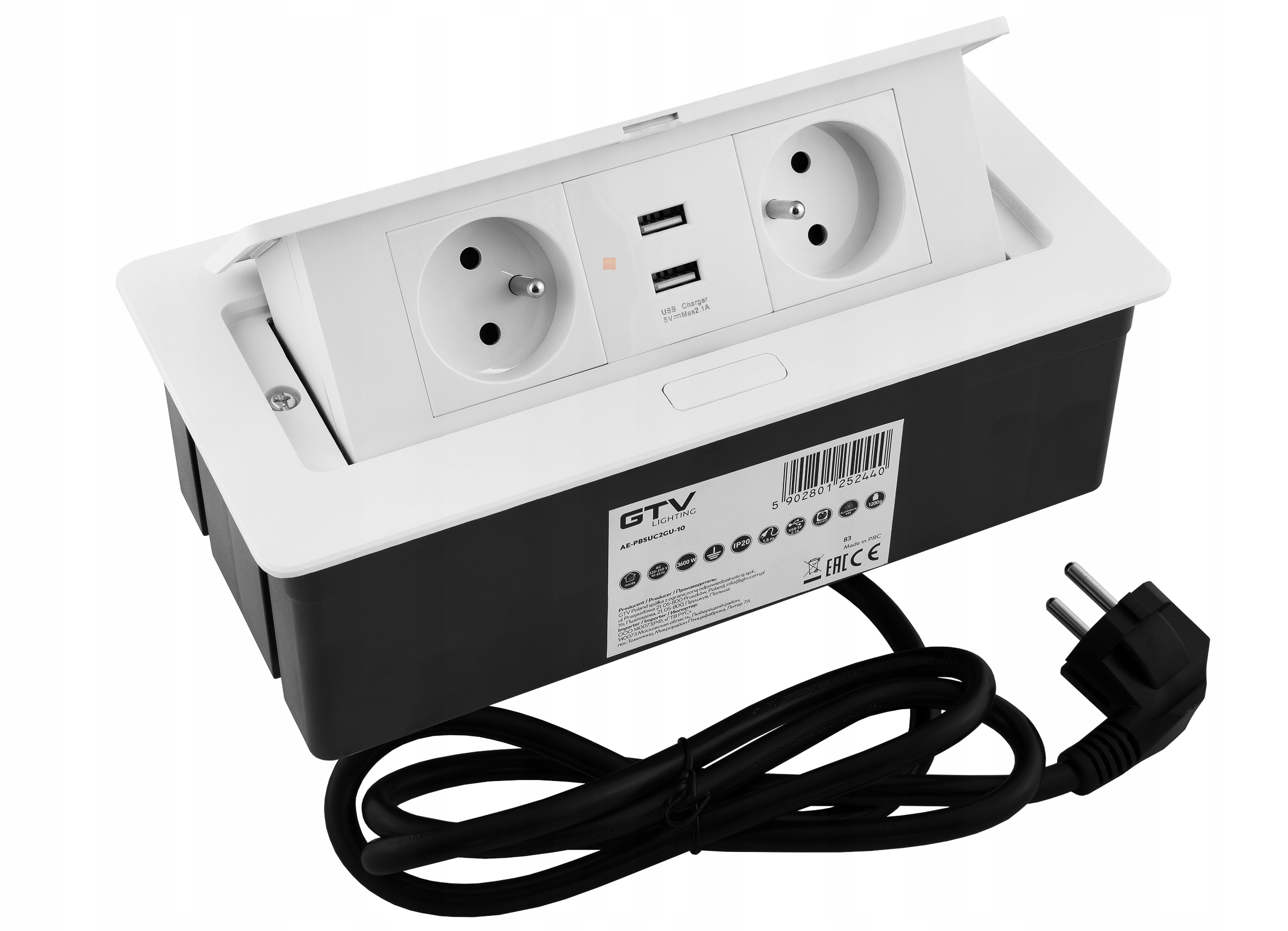 

Gniazdo wpuszczane w blat Softbox z Usb Biały