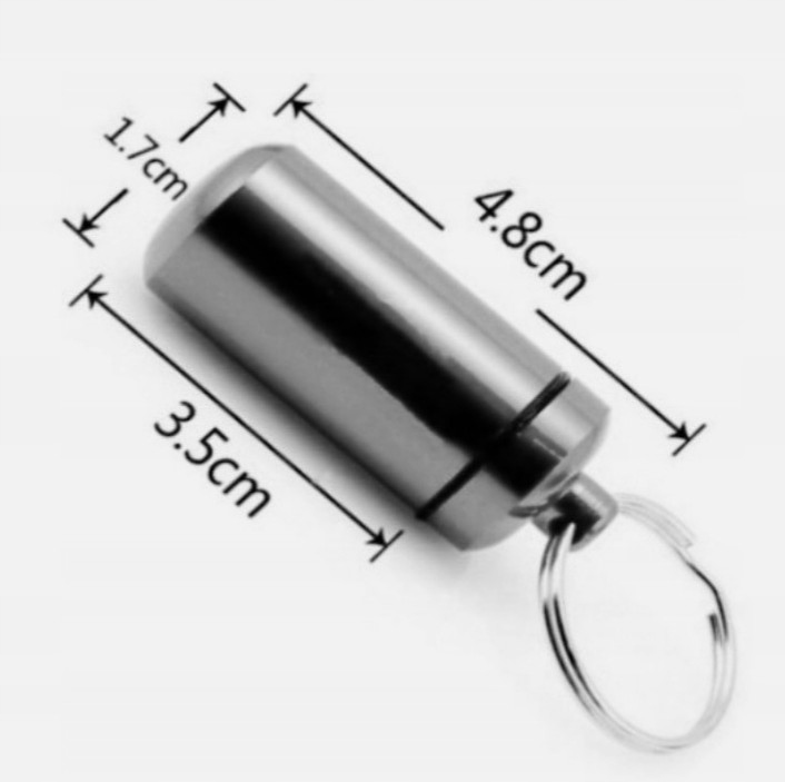 Brelok pojemnik skrytka tabletki leki survival edc Numer katalogowy producenta srebrny pojemnik