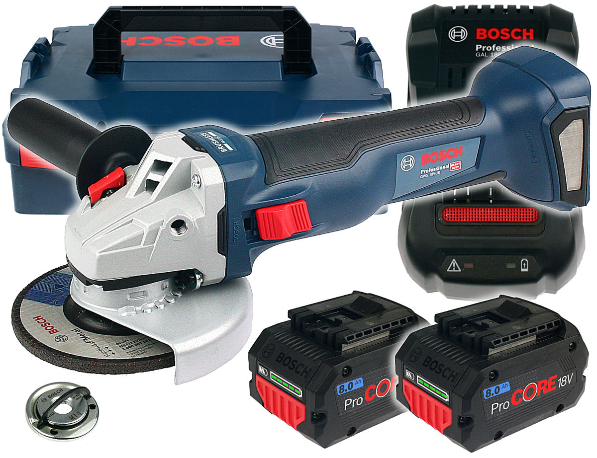 SZLIFIERKA GWS 18V-10 BOSCH 2x8,0Ah L-BOXX
