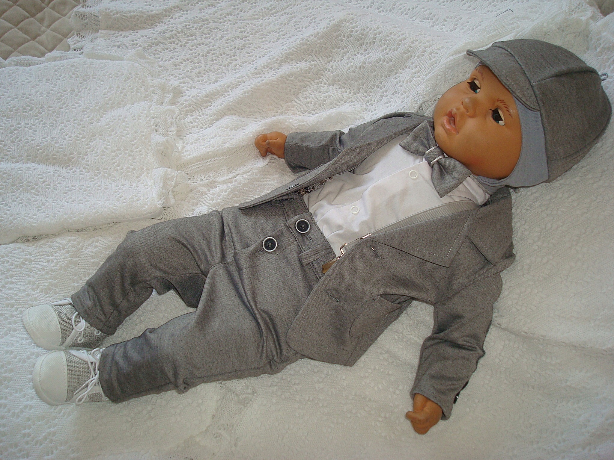 BAWEŁNA MARYNARKA KOMPLET UBRANKO/CHRZTU/WESELE/80 Płeć Chłopcy