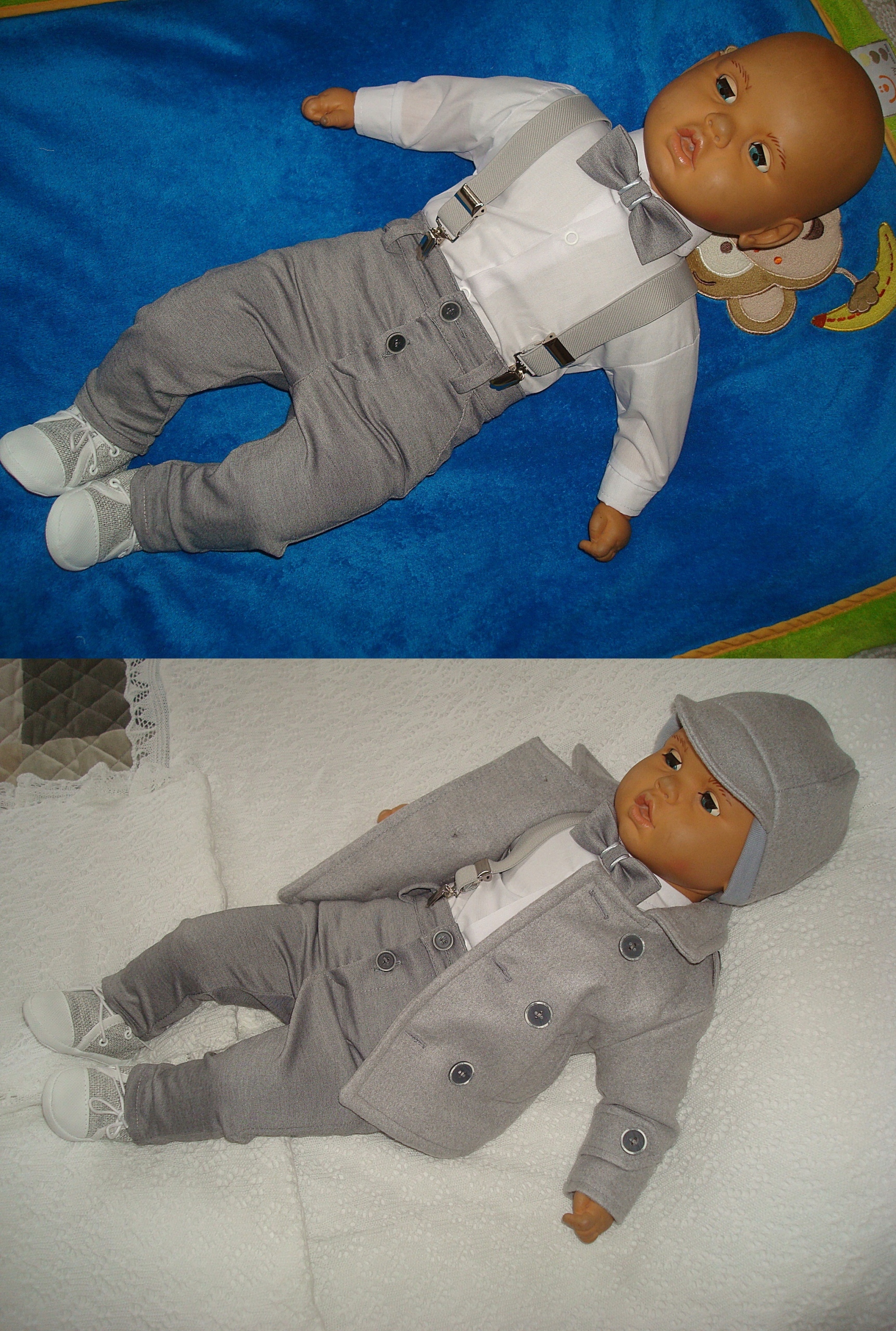 OCIEPLANY PŁASZCZ FLAUSZ KOMPLET CHRZTU KRATKA 86 Marka bez marki