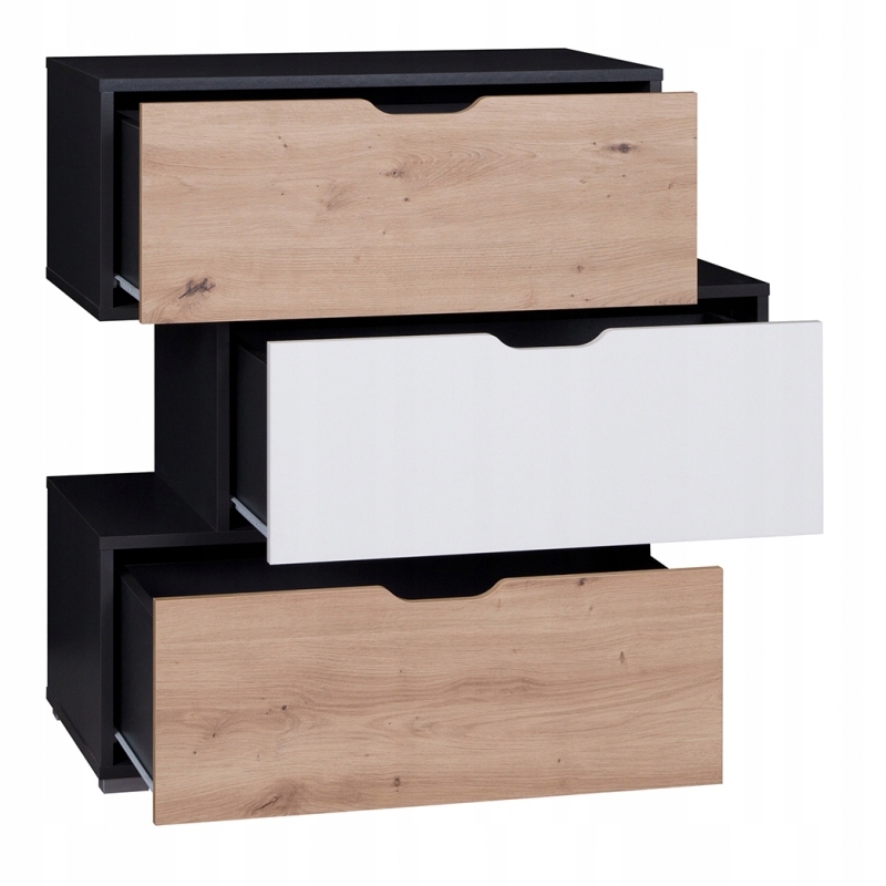Nowoczesna Modna Komoda BASIC Grafit Biały Dąb Kod producenta BASIC