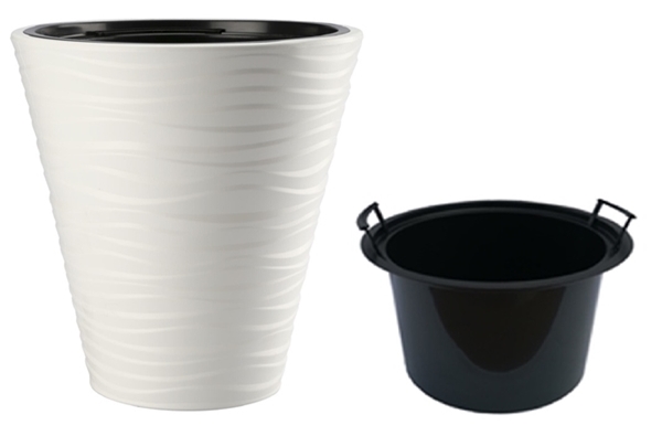 

Doniczka Sahara ŚR.35 H40 +wkład Efekt 3D Biała