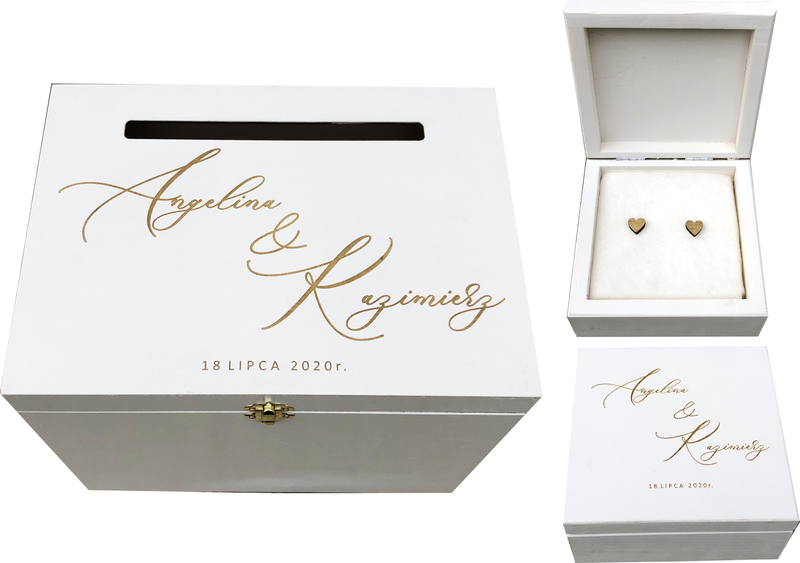 

Duże Białe Pudełko na Koperty + Obrączki Grawer