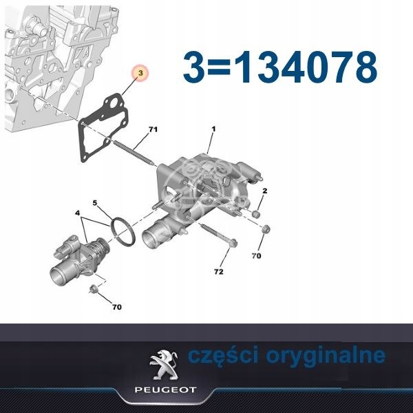 USZCZELKA OBUDOWY TERMOSTAT PEUGEOT 307 40 1.8 2.0 Numer katalogowy części 134078