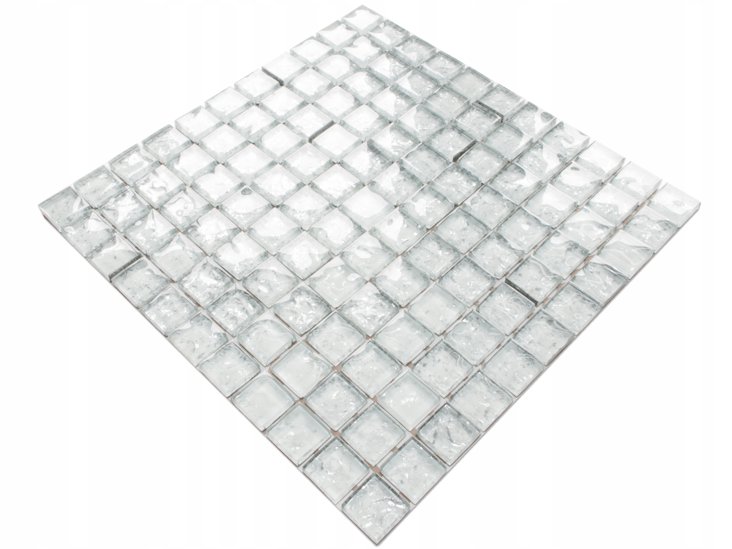 

Mozaika Szklana Biała Srebrna White Silver Frozen