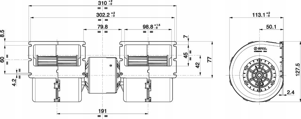 Dmuchawa / wentylator SPAL 008-B45-02 24V Producent części Spal