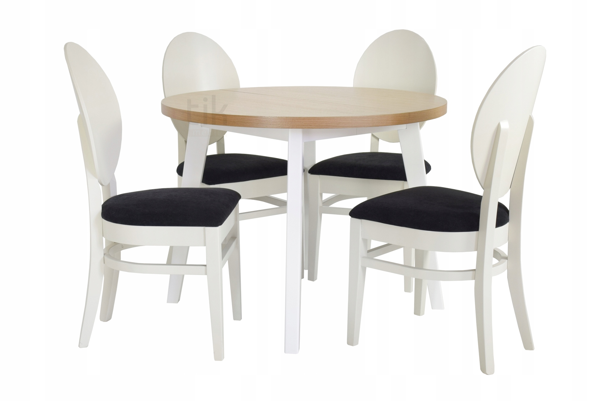 Stół okrągły S-84BI 90/2X50 rozkładany nogi białe Wysokość mebla 75 cm