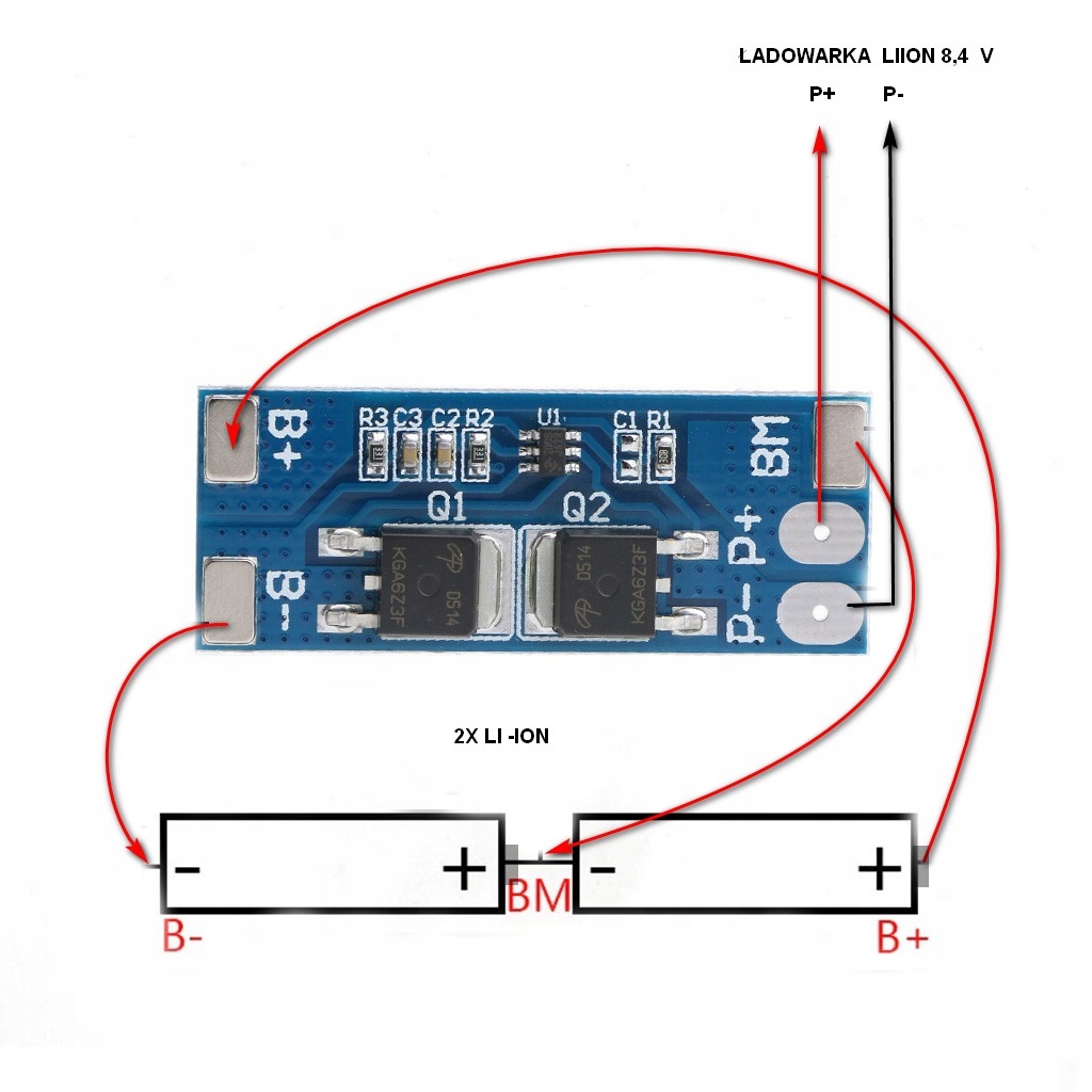 BMS 2S 8.4V 8/15A Li-ion 18650 Kod producenta ŁABOWARKA BMS 2S 8.4V 8/15A Li-ion 18650