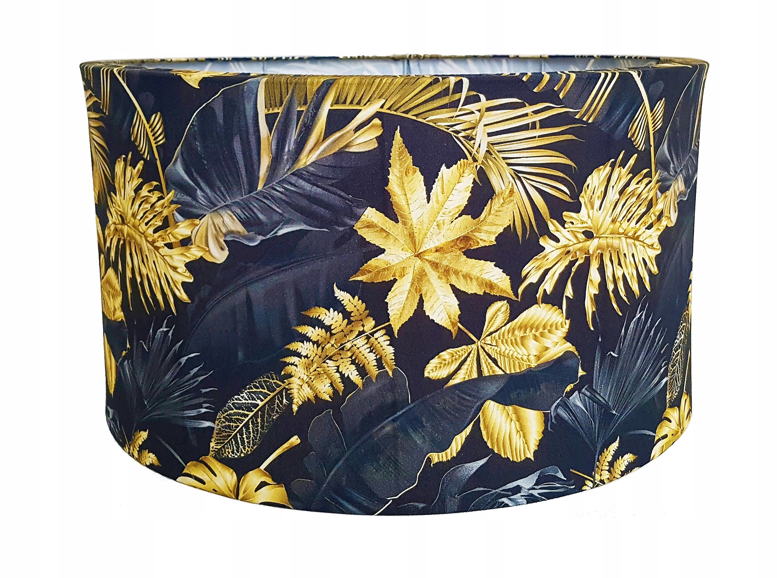 

Abażur klosz złote liście walec koło czarny 45 cm