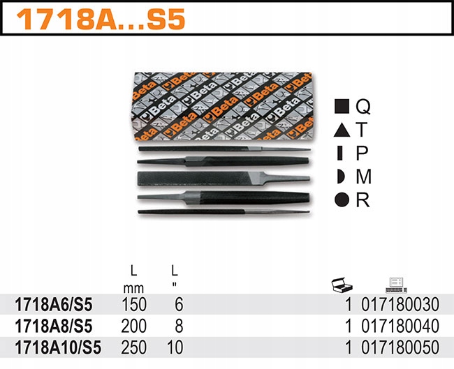 KPL 5 PILNIKÓW PÓŁGŁADZIKÓW 200MM BETA 1718A8/S5 Marka Beta