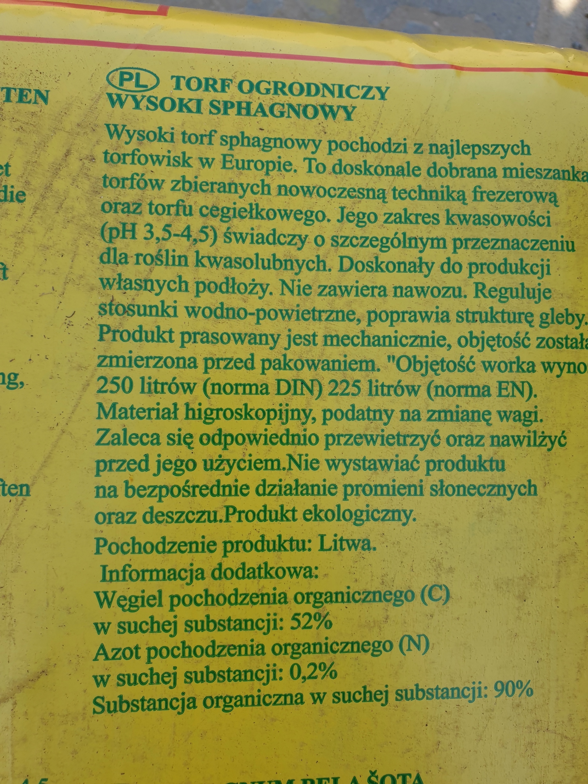 Torf Kwaśny HIT borowka Ziemia ogrodowa nawóz 250L Rodzaj torf ogrodniczy