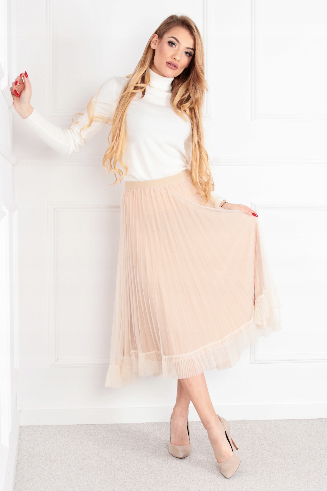 SPÓDNICA DAMSKA SPÓDNICZKA DŁUGA KOBIECA LETNIA ELEGANCKA TIUL KOLORY 1995 Zapięcie brak