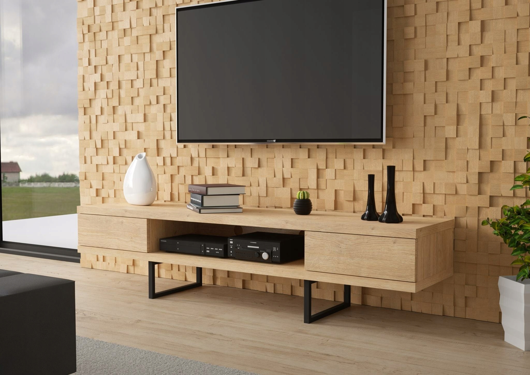 Panel drewno Mozaika 3d Dąb Gold – kostka 3d *064 Typ inny