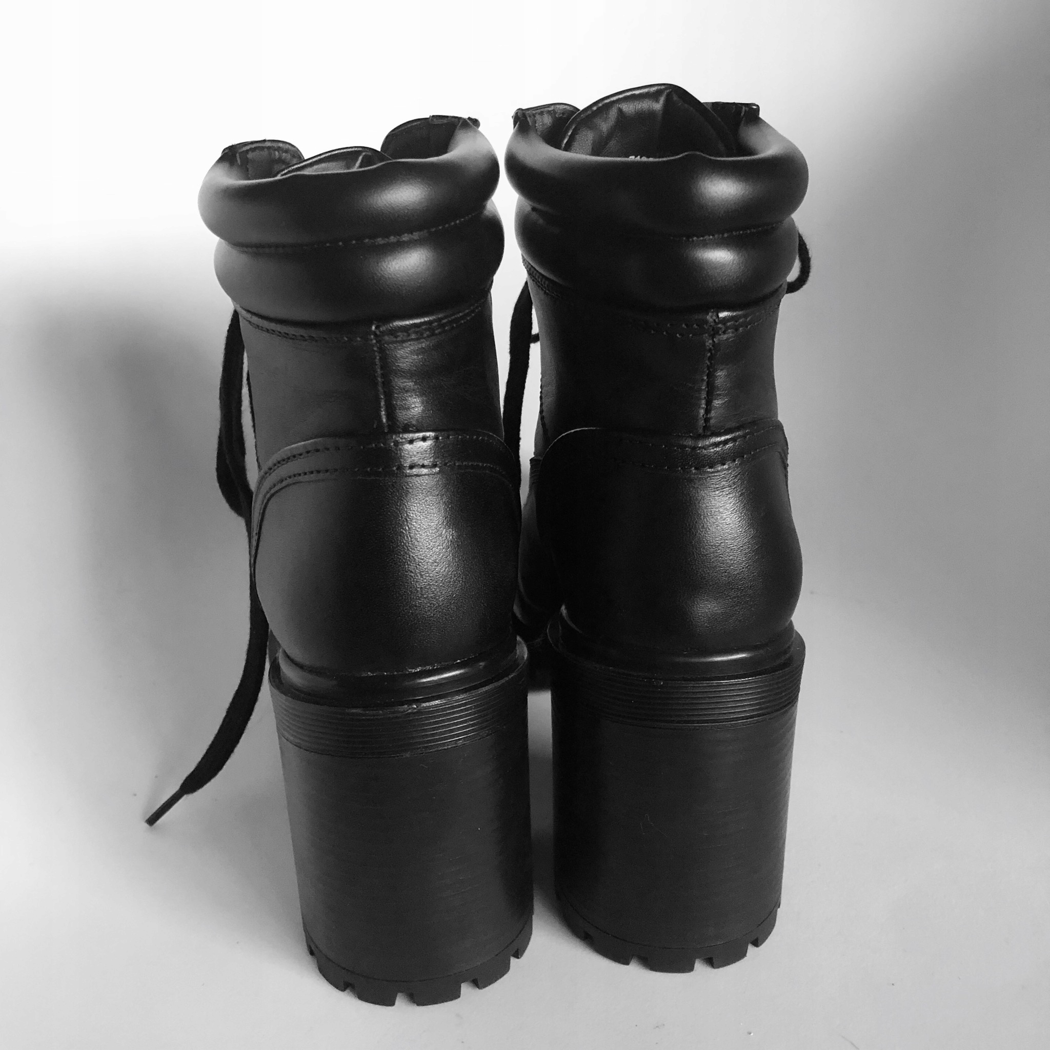 ZARA Wiązane Botki Skóra Gruba Podeszwa 38 Marka Zara