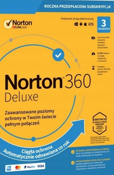 NORTON 360 DELUXE 3 ПК 1 ГОД + 25 ГБ + Secure VPN