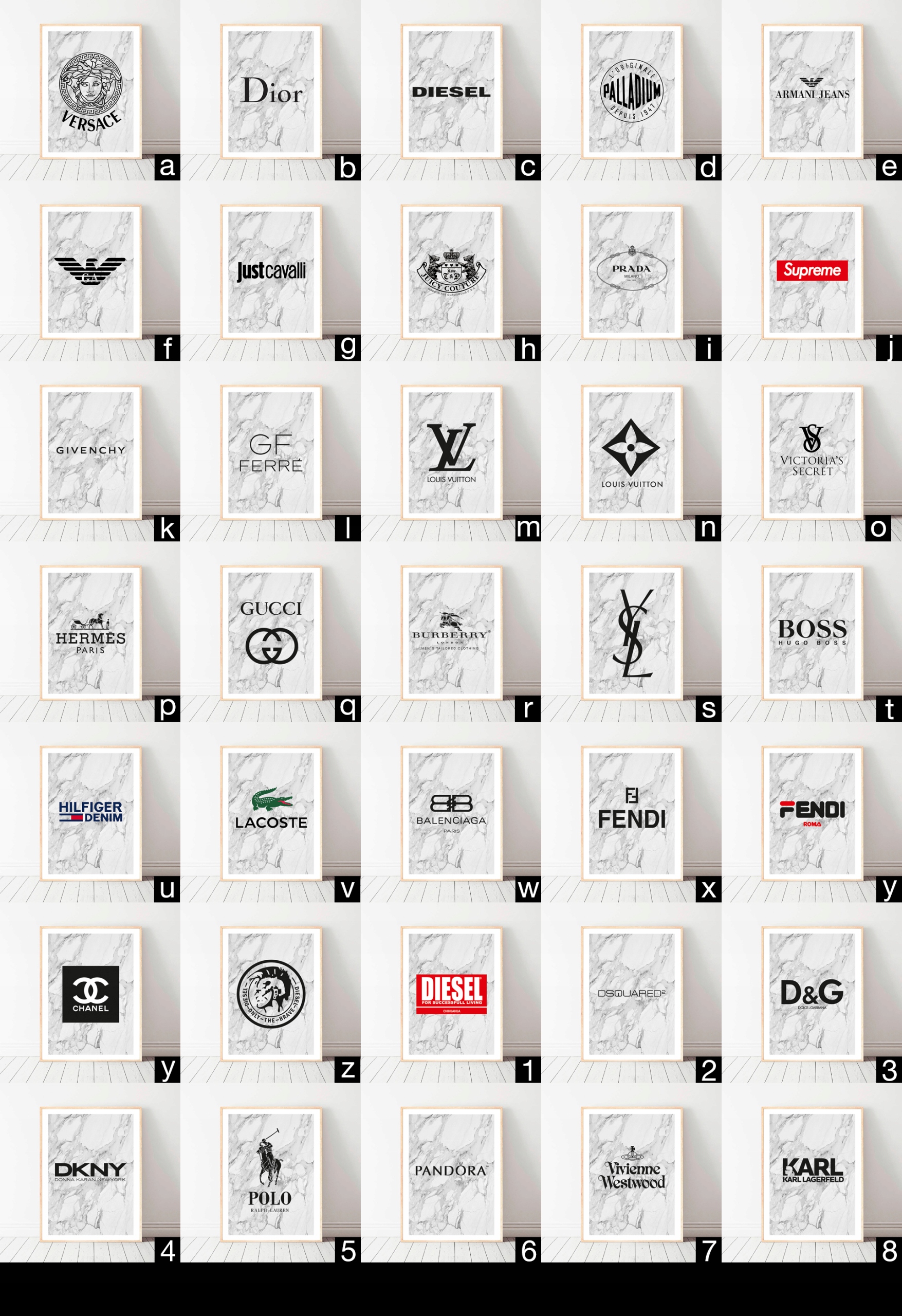 Znane Marki Gucci Fendi Louis Vuitton Prada Plakat Marka inna