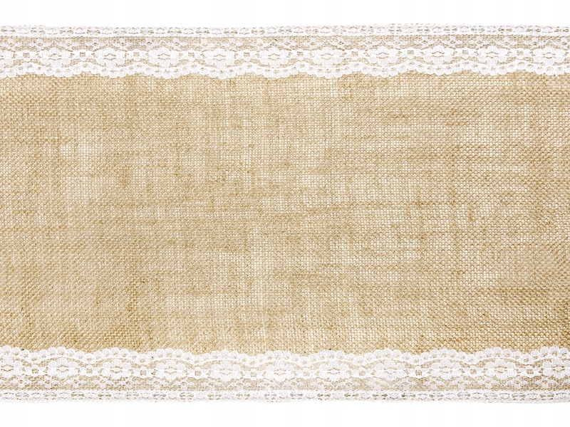 

Bieżnik Jutowy Z Koronką Juta Naturalna Stół Ślub