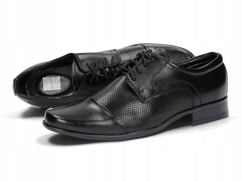 Buty Komunijne Chłopięce Półbuty Wizytowe Czarne Skóra 01K Rozmiar 31 Płeć chłopcy