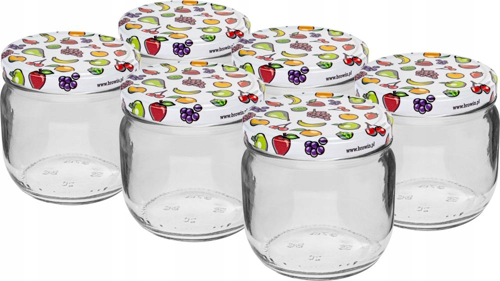 

6szt Słoik 370ml Z Kolorową Zakrętką 132346 Browin
