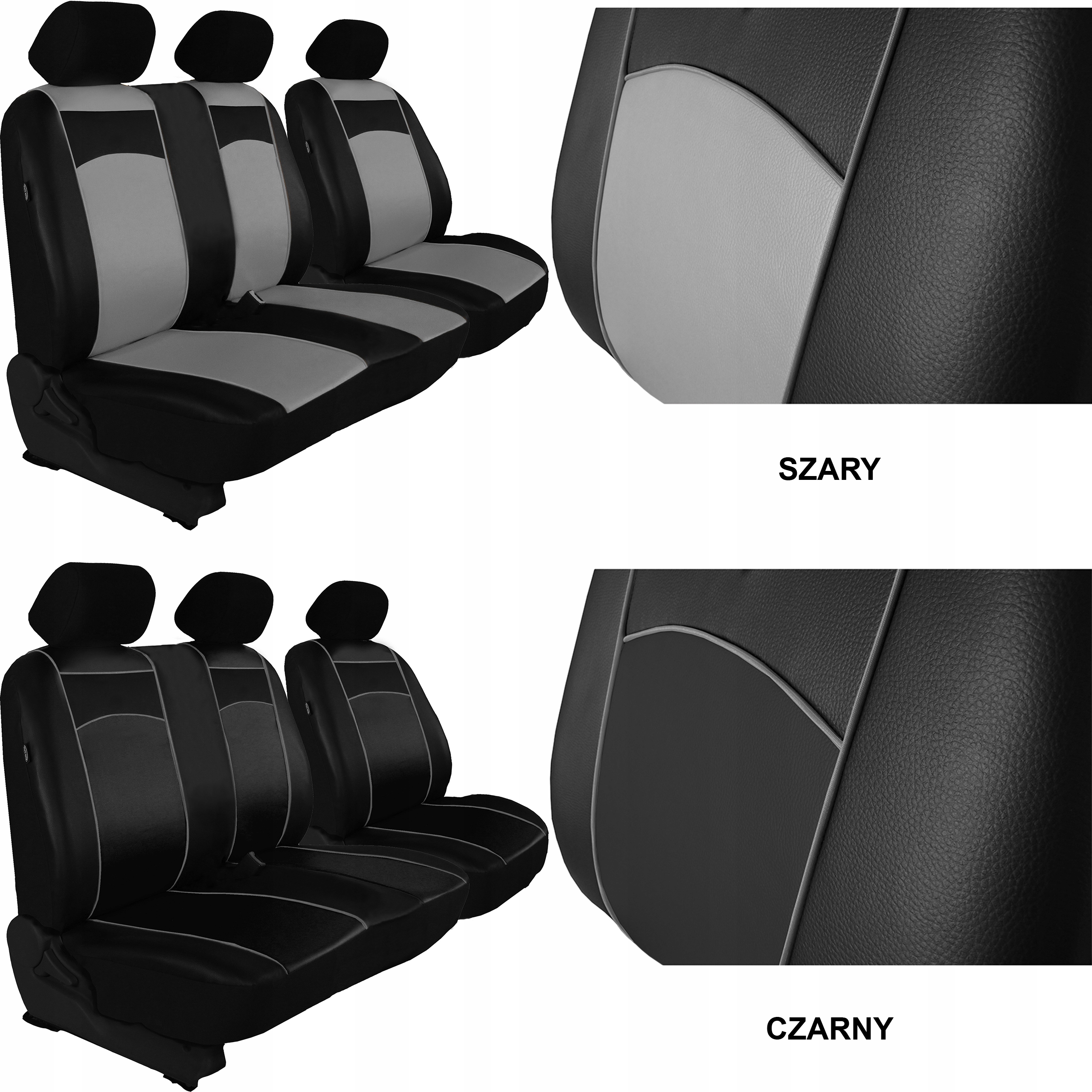 SKÓRZANE POKROWCE MIAROWE FORD TRANSIT CUSTOM 2+1 Typ pokrowiec