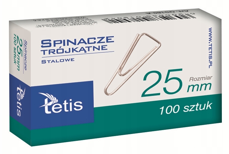 

Spinacze biurowe trójkąt 25mm 100szt Tetis GS180-A