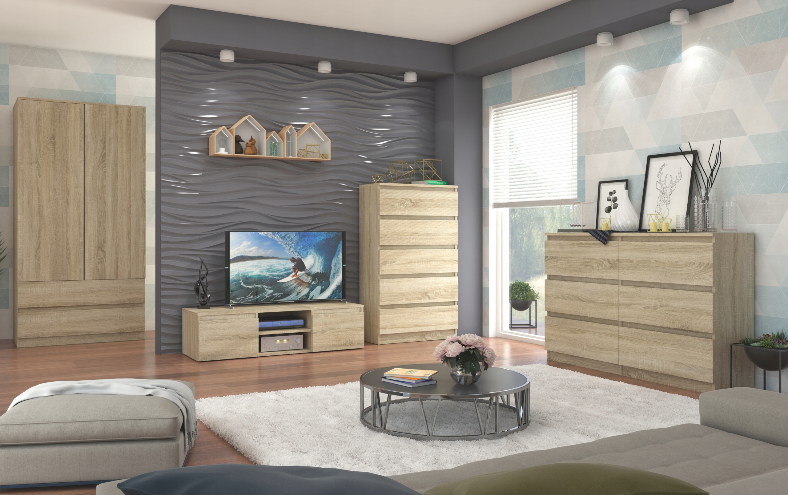 Szafa garderoba 90cm 2d 2sz sonoma B-9