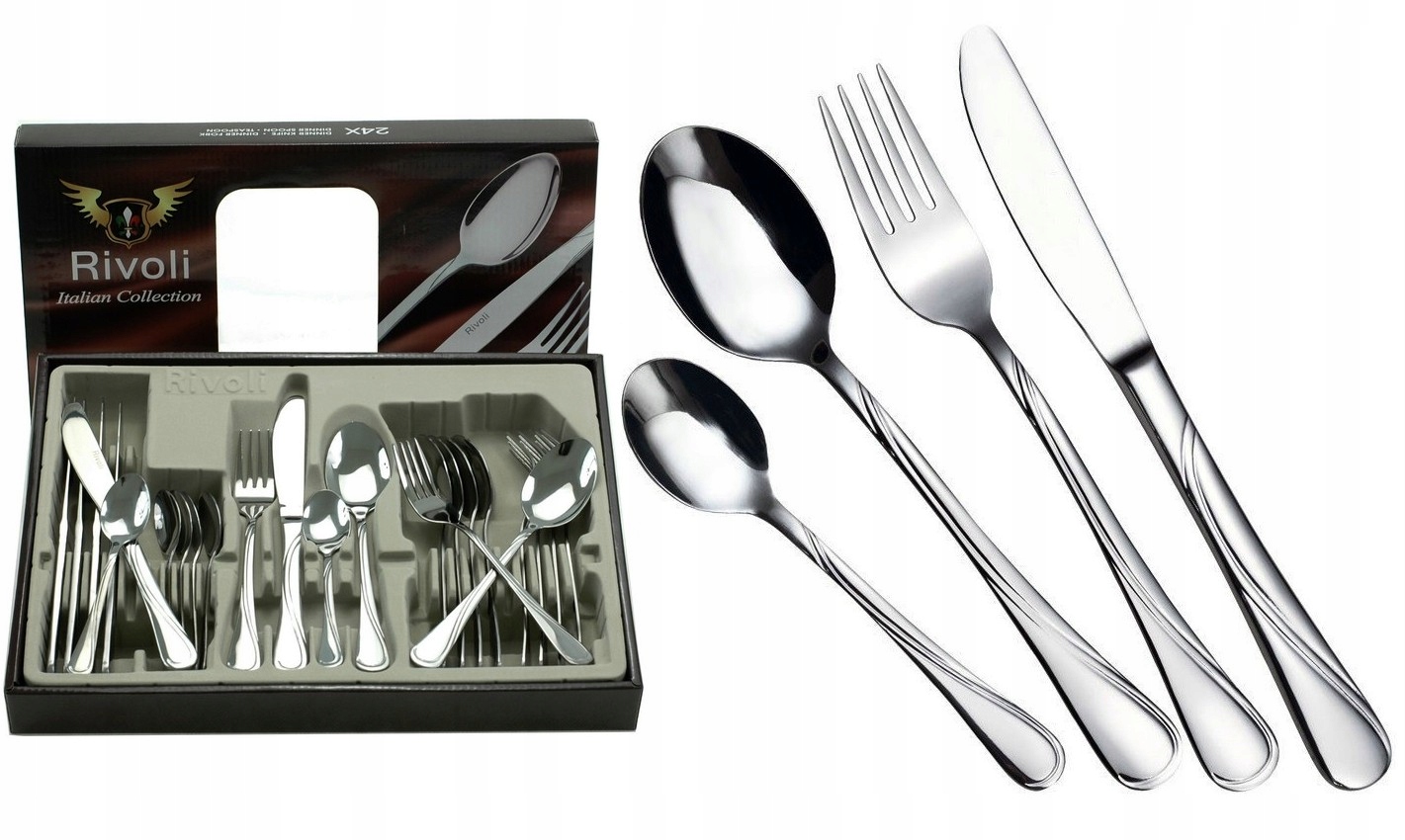 

Zestaw Sztućców Połysk Sztućce 24 el Srebrne 6111C