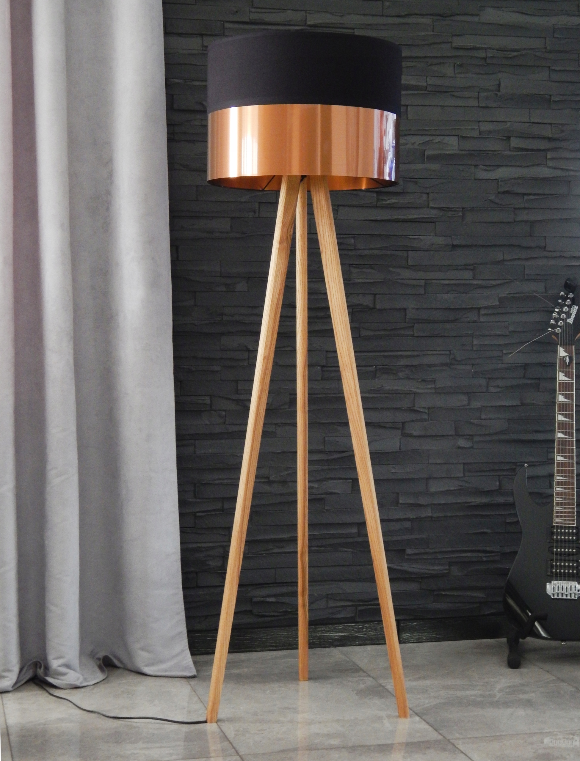 LAMPA WISZĄCA SUFITOWA MIEDŹ/CZARNA LED FI 35CM Kolekcja SUFITOWA