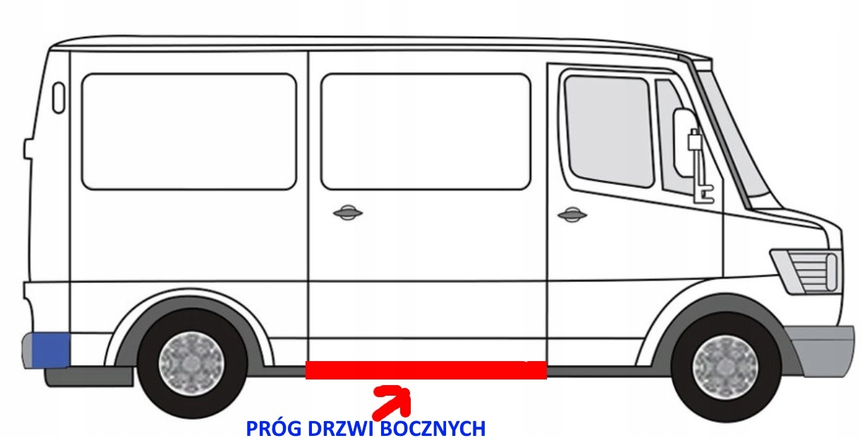 PRÓG DRZWI BOCZNYCH ZEW. MERCEDES KACZKA 207-410 Kolor do lakierowania